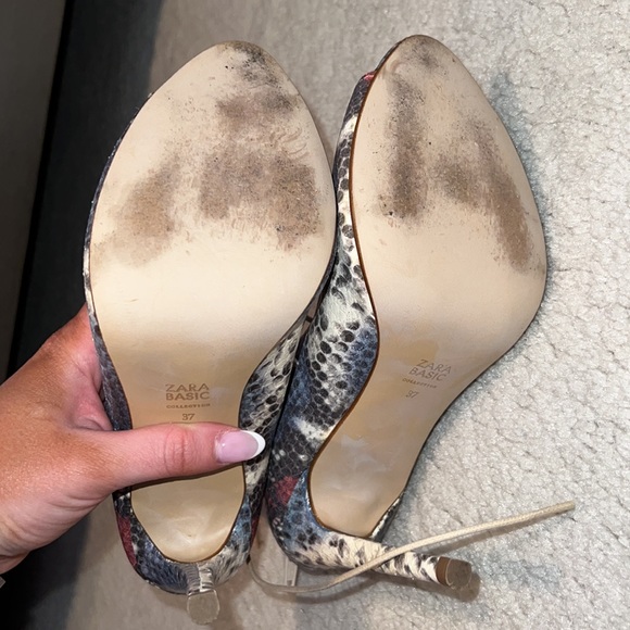 Zara Basic Collection Multicolor Snakeskin Lace Up Heels size 37 - Picture 3 of 3